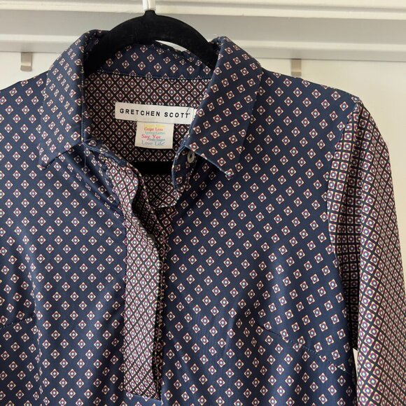 39 Gretchen Scott Pattern Long Sleeve Polo Dress Size Medium - Picture 3 of 6